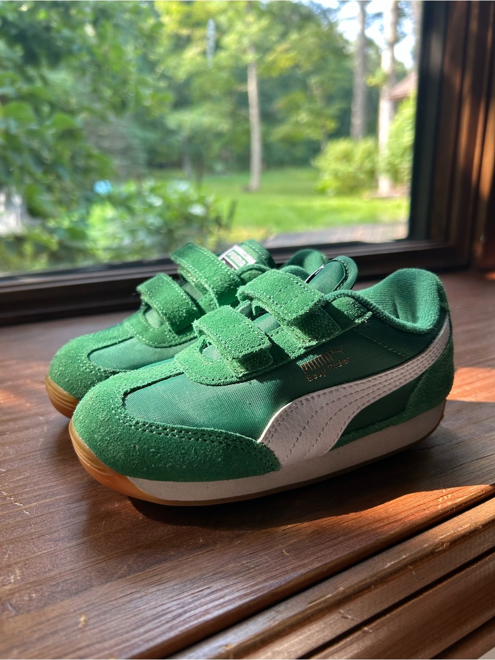 Puma Kids Green and White Velcro Sneaker